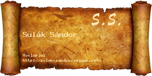 Sulák Sándor névjegykártya